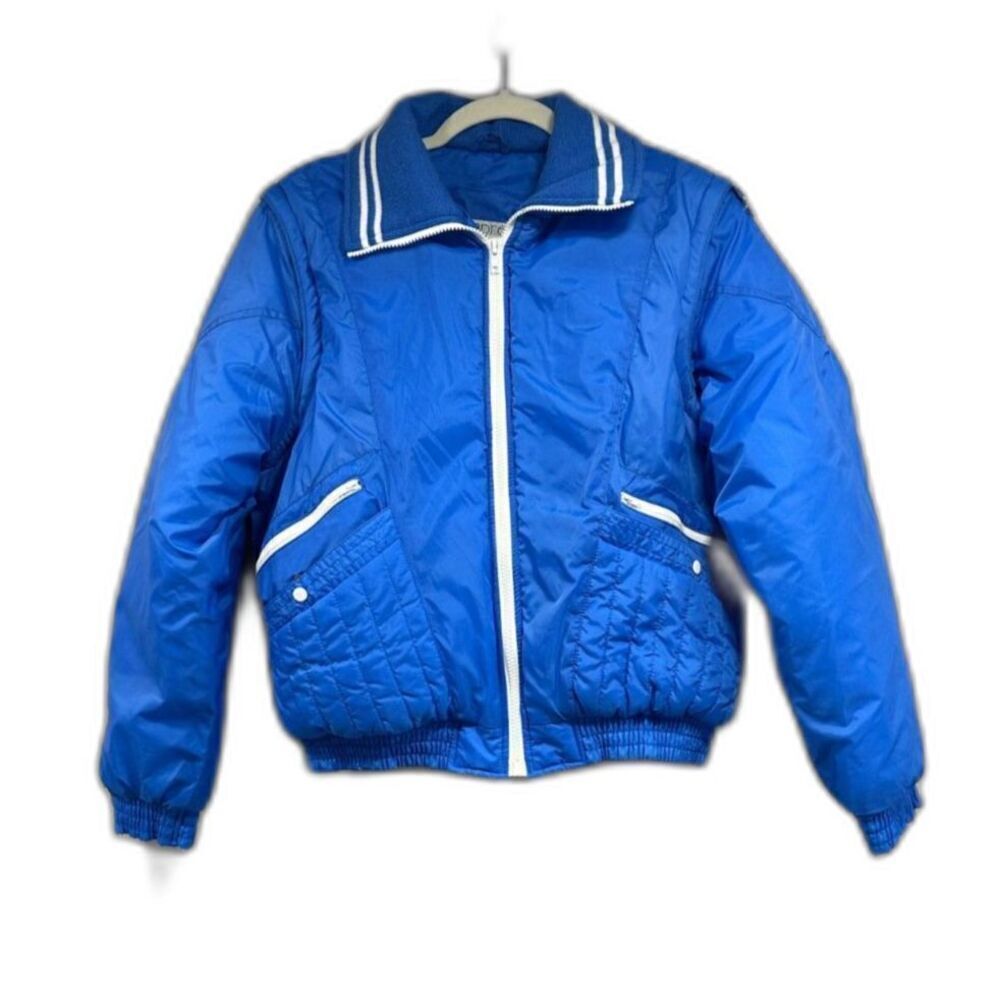 80's Convertible Ski Vest - Jacket Women’s L Blue & White - Excellent Condition